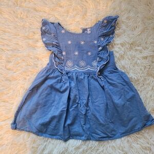 Cat & Jack Blue Dress with White Embroidery Size 2T